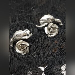 Bond Boyd Sterling Silver Floral Rose earrings. Preloved.